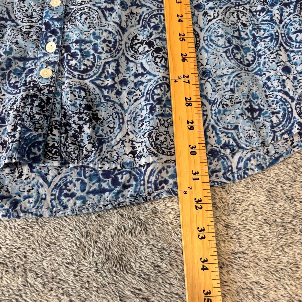 Womens Beachy Button Front Top 2X Medallion Cotton Mediterranean Coastal 20629 - Picture 5 of 9